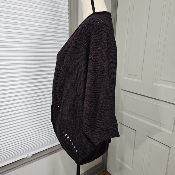 Lane Bryant Deep Purple Open Knit Cocoon Cardigan - Picture 4 of 5